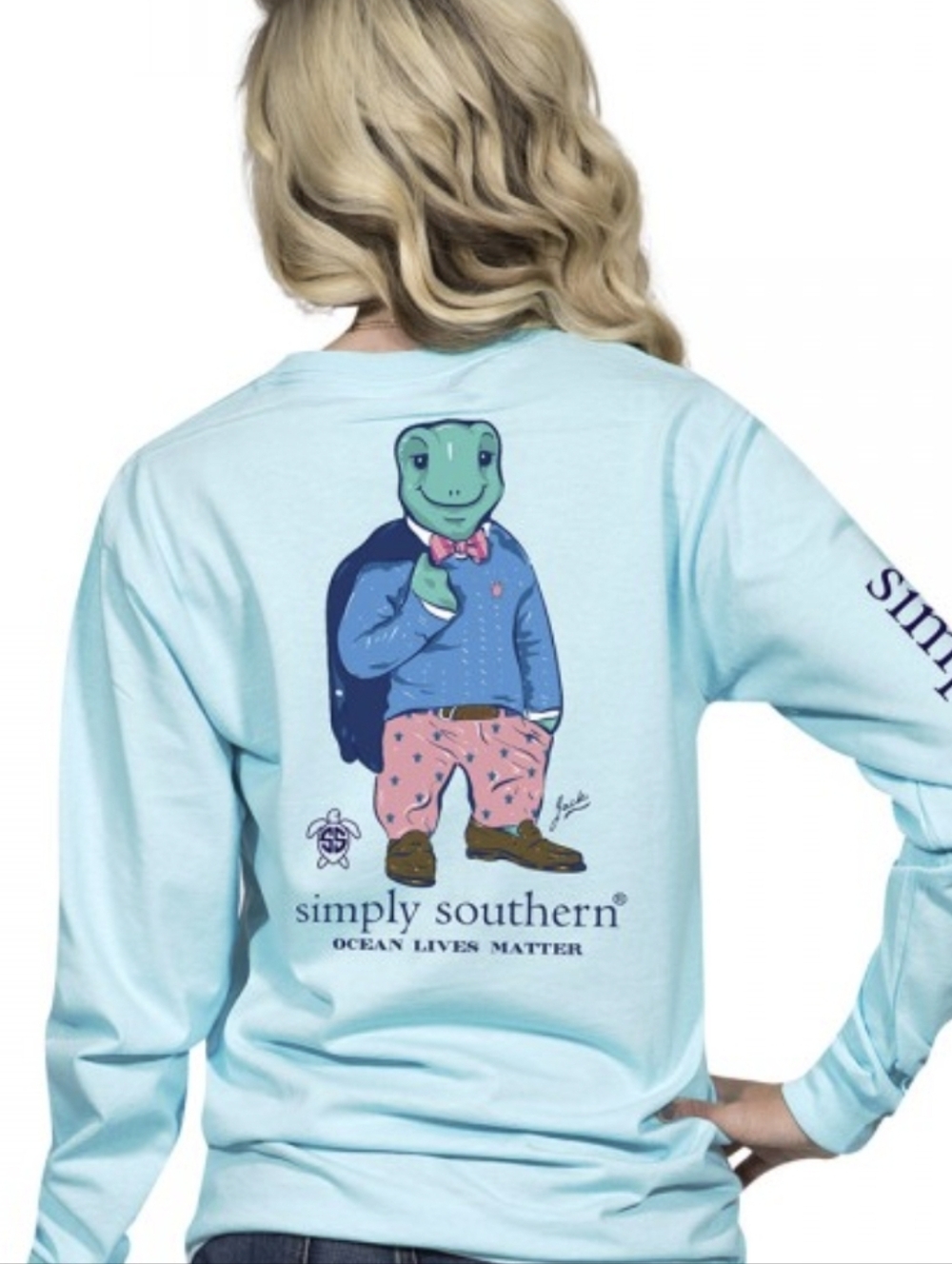 Save Turtles Logo Jack Marine Long Sleeve Tee Shirt Simply Southern Size Medium
